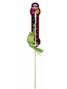Zabawka dla kota wędka z zieloną myszką. Długość wędki - 40cm.